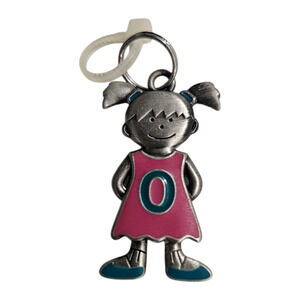 Ganz Pewter Girl Charm Pink Dress Letter O Keychain Pendant NWOT